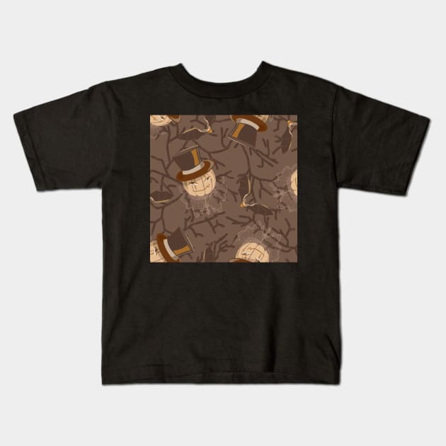 Sir Pumpkin and the Spooky Forest Brown Kids T-Shirt by JaanaHalme